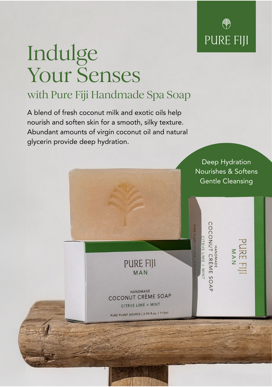 Pure Fiji - MAN Handmade Coconut Creme Soap 110g- Citrus Lime & Mint