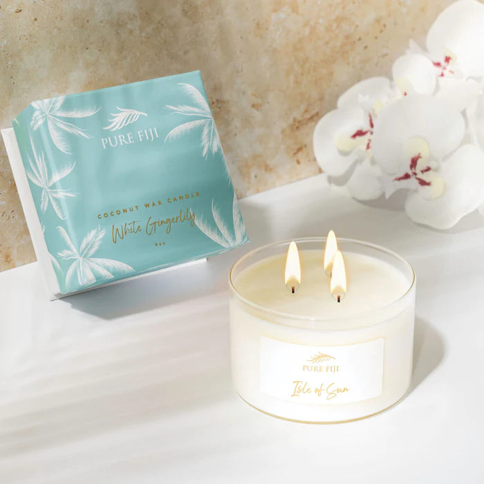 Pure Fiji - Palm Collection- Coconut Wax Candle - White Gingerlily